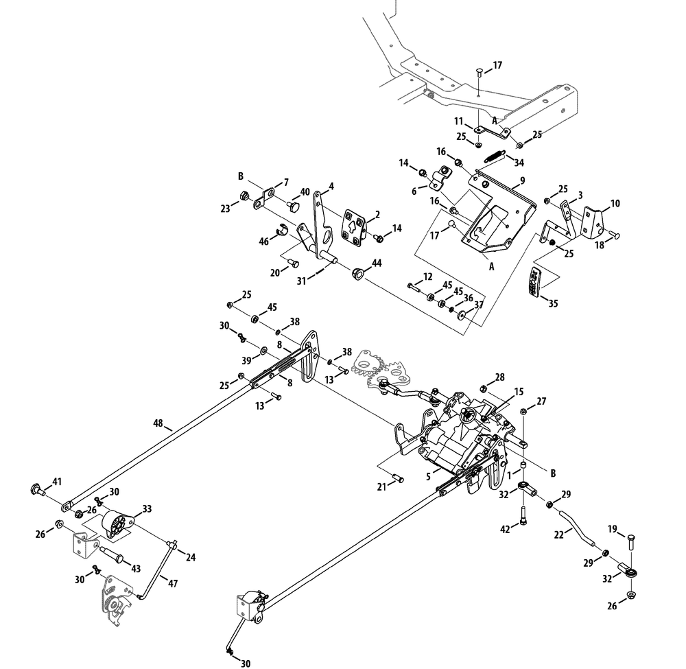 Steering Linkage And Pedal Controls Diagram and Parts List for Z-FORCES60 (53BH5FJD-53BH5FJD050)(2013) Cub Cadet Lawn Tractor